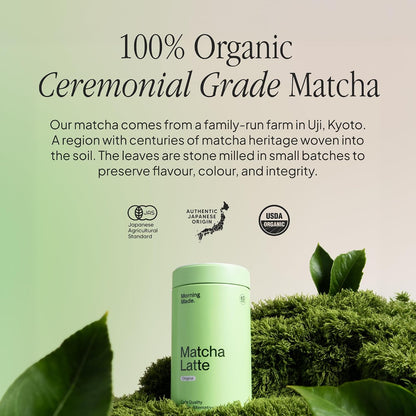 Morning Made Vanilla Ceremonial Grade Matcha Powder - USDA Organic Japanese Green Tea Matcha Powder from Uji Japan - Vegan, Gluten-Free, Resealable Tin (10.6 oz, 60 Servings)