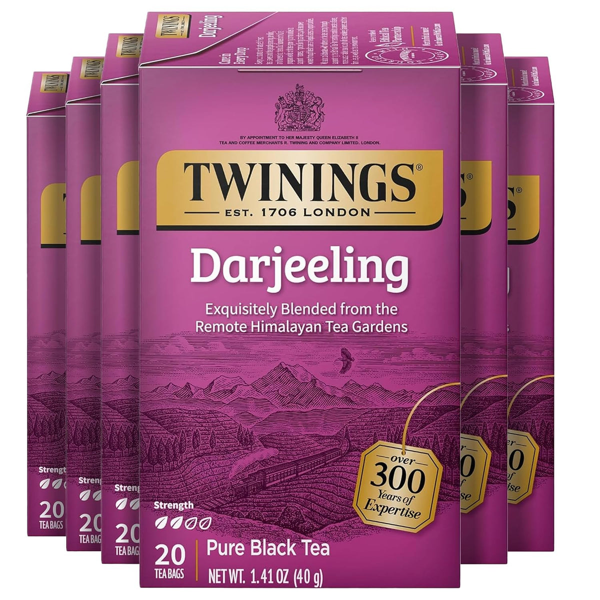 Twinings Darjeeling Himalayan Black Tea Bags, 20 CT Box (6 Pack)