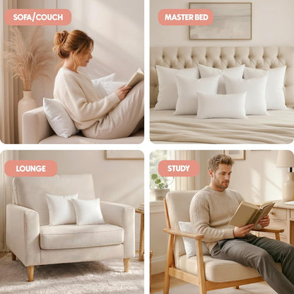 Utopia Bedding 12x20 Pillow Inserts, Set of 2, White – Indoor Decorative Throw Pillows for Bed, Sofa & Couch – Soft, Supportive & Fluffy Cushion Inserts