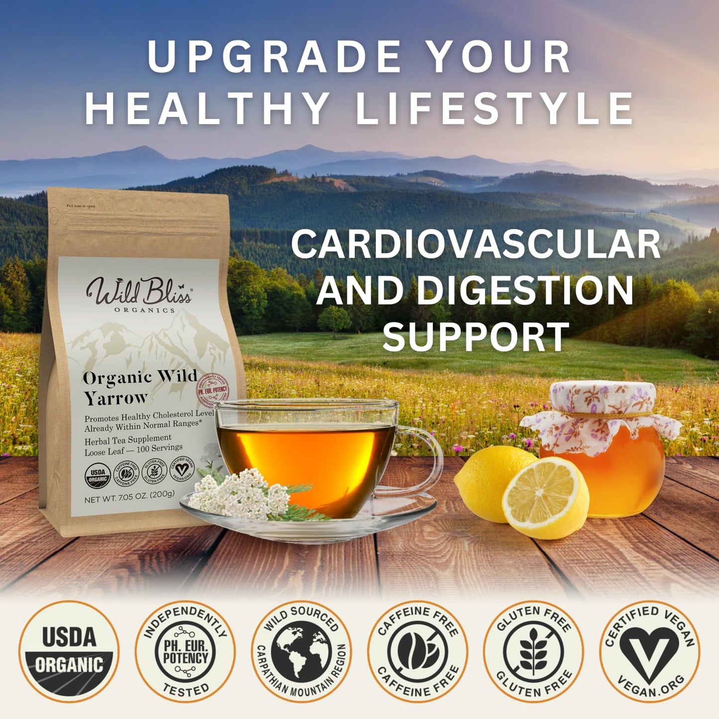 Organic Lemon Balm Tea - Caffeine Free Loose Leaf Herbal Tea - Pharmacopoeia Potency - 25 Servings