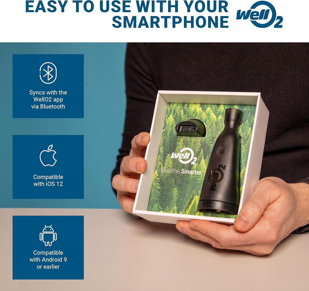 MyBreath Gen 2.0 Smart Mouthpiece Accessory with App for The WellO2 Breathing Trainer Exerciser Device