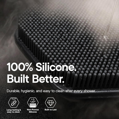 TOOLETRIES Silicone Back Scrubber for Shower, Exfoliating Body & Bath Brush, Long Ergonomic Handle, Non-Slip Grip for Hard-to-Reach Areas, Hygienic Silicone Bath Accessory for Men & Women - Charcoal