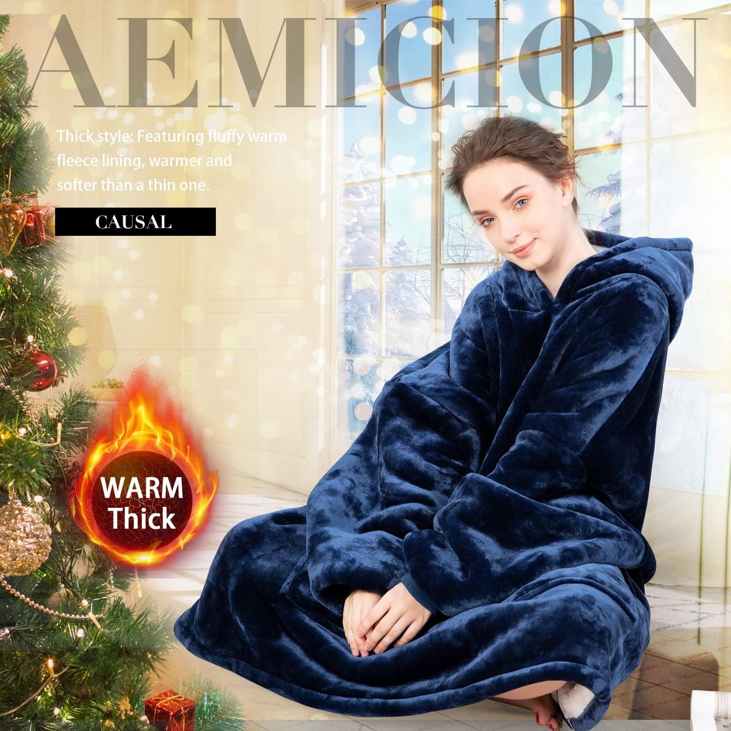 Aemicion Strawberry Blanket Hoodie,Oversized Sherpa Wearable Hooded Blanket,Warm Cozy Sweatshirt Gifts for Women Girls Adult