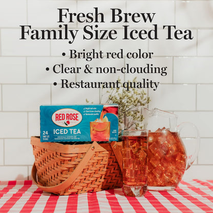 Red Rose Family Size Iced Tea Full Flavored & Refreshing, 24 Ct, 6 Pack