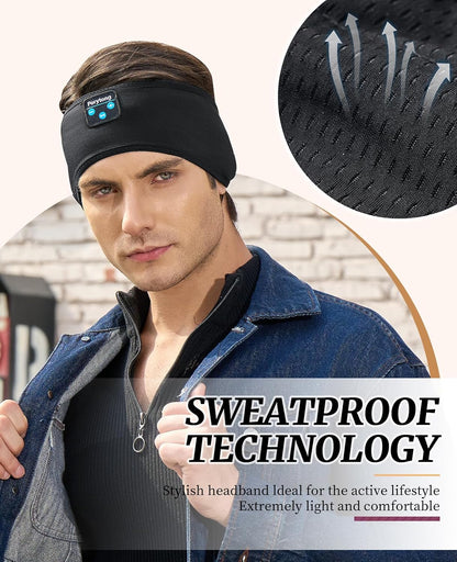 Perytong Sleeping Headphones Bluetooth Headband, Soft Long Time Play Sleeping Headsets with Built in Speakers Perfect for Workout,Running,Yoga,Travel, Darkgray