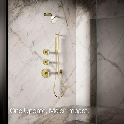 KOHLER 33631-Y-BN Cinq Round Single-Function Filtered Showerhead, Five-Layer Filtration, 2.5 GPM, Full Coverage Spray, Premium Durable Material, Vibrant Brushed Nickel