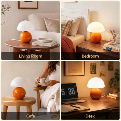 Dawnwake Mushroom Lamp Table Lamp for Bedroom-Small Desk Table Lamps,White