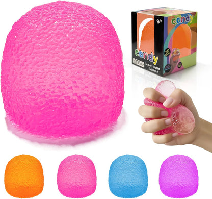Stress Balls-Gumdrop Squishy Stress for Kids and Adults, Super Solid Squeeze Ball, Sensory for Stress Relief, Birthday, Easter Basket Stuffers and Party Favors (Blue)