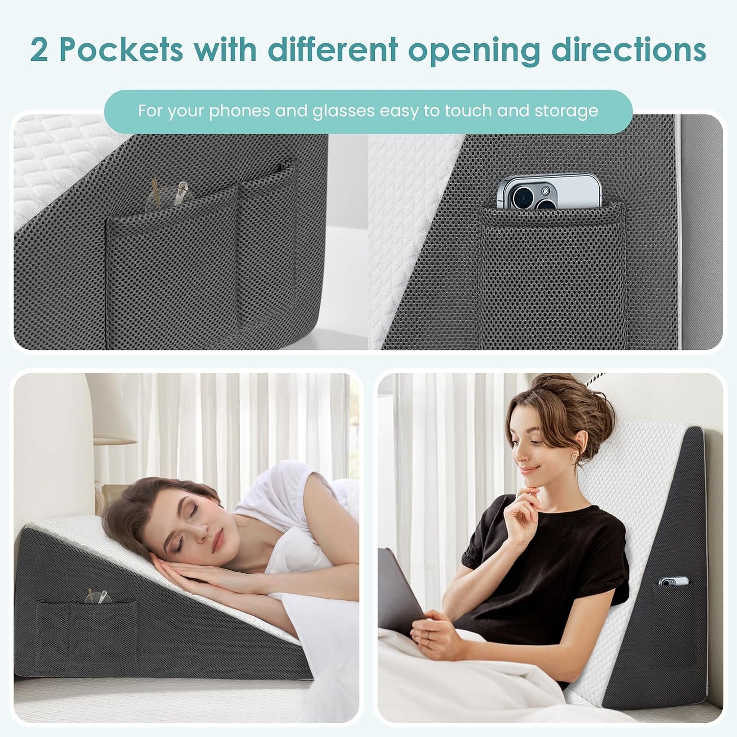Cozymaker 7.5-inch Bed Wedge Pillow for Sleeping Back Support Pain Relief