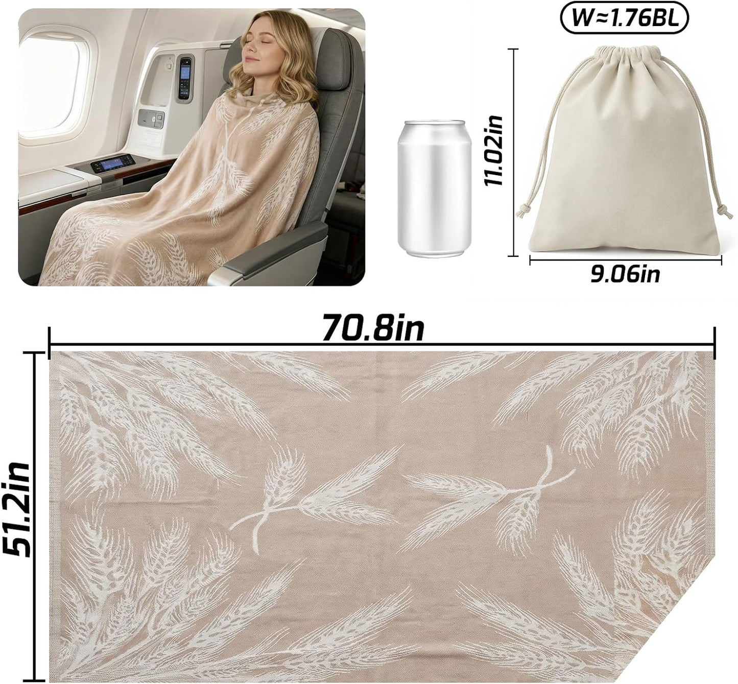 Travel Blanket Airplane - Ultra Soft & Lightweight Knit Design