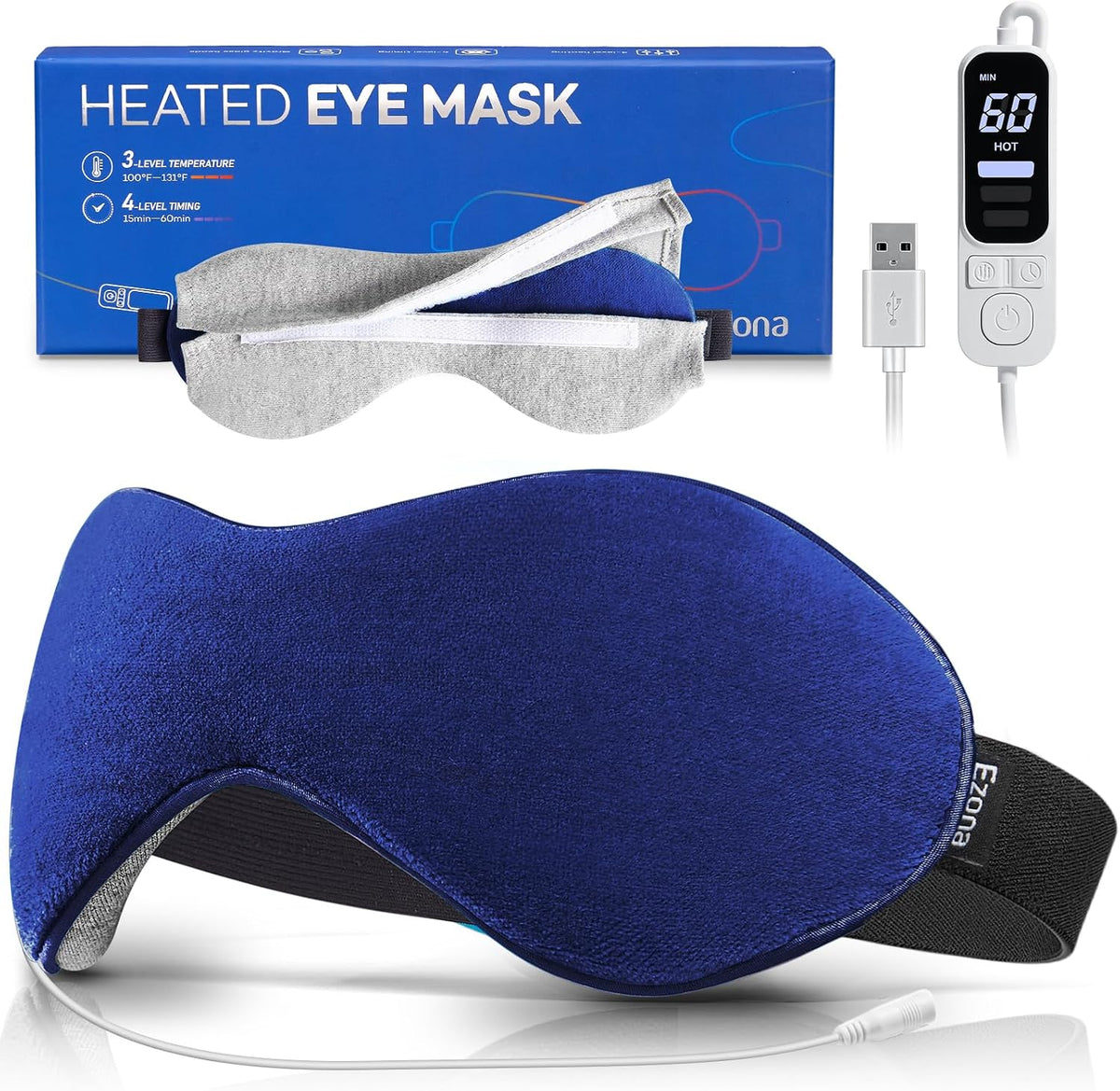 Ezona Heated Eye Mask, Warm Eye Compress Mask for Dry Eyes