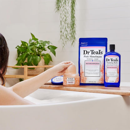 Dr Teal's Pink Himalayan Salt Body Scrub, Restore & Replenish with Pure Epsom Salt & Essential Oils, 16 oz (Pack of 3)