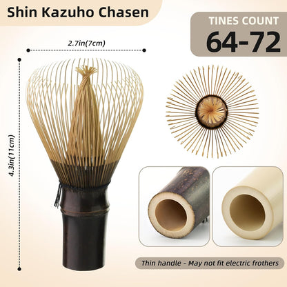 Handcrafted Kurotake Shin Chasen Matcha Whisk (1-Piece), Matcha Wisk for Ceremonial Grade Matcha Powder, Dark Bamboo Whisk, Artisan Made Ceremonial-Grade Macha Whisks