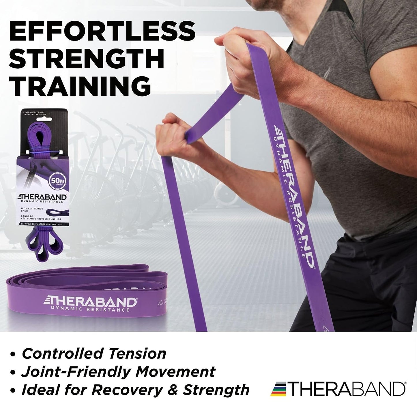 THERABAND High Resistance Band Set of 2, Light and Medium Loop, 15-25 lb