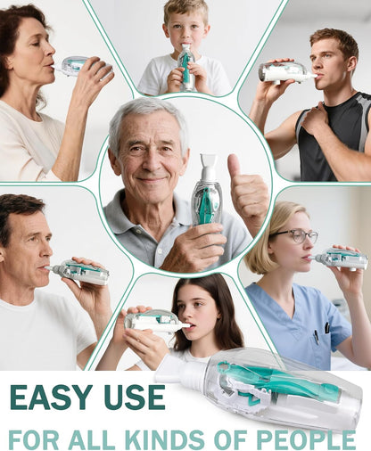 DEFUNX Breathing Exercise Device for Lungs - Flutter Valve Mucus Removal Device - Breath Trainer Green