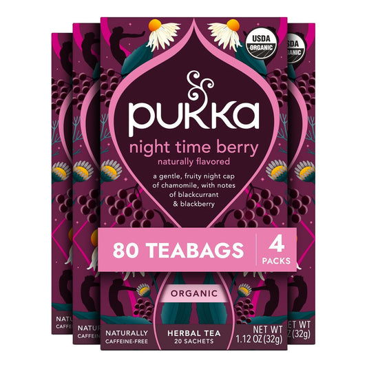Pukka Night Time Berry Organic Herbal Tea, 80 Bags (20ct - Pack of 4)