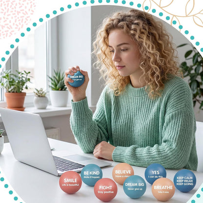 Liliful 100 Pcs Motivational Stress Balls Bulk Inspirational Squeeze Balls for Adults Anxiety Relief Fidget Toys Office Employee Gifts Classroom Rewards 2.2 Inch (Bright Colors)
