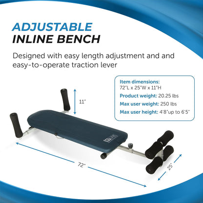 Stamina Products InLine Back Stretch Bench System, Decompress Spine and Joints for Inversion Traction Therapy, Blue Gray | Up to 250 lbs Weight Capacity; No Inversion Decompression fitness equipment