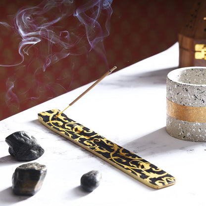 Bless-International Traditional-Handmade-Burner Wooden-Incense-Stick-Holder Ash-Catcher-Stand for-Aromatherapy-Meditation-Yoga (Incense Holder 10 inch(2 pcs))