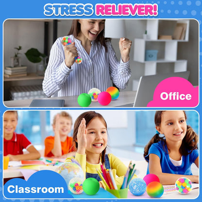 6 Set Squishy Sensory Stress Squeezing Balls forAdults: Best Calming Tool to Relieve Anxiety, Vent Mood and Improve Focus, Easter Basket Stuffers for Kids, Goodie Bag Stuffers