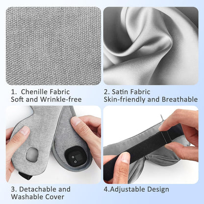 Heated Eye Mask for Dry Eyes, Cordless Warm Eye Compress, 4 Heat Levels, 4-Level Timing, 1000mAh Rechargeable, Blepharitis, Styes, Washable Cover, Travel, Gifts for Family(Black)