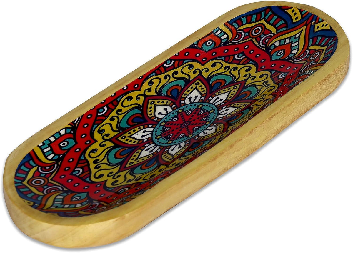 Bless-International Traditional-Handmade-Tray-Burner Wooden-Trat-Incense-Stick-Holder Ash-Catcher-Stand for-Aromatherapy-Meditation-Yoga 11x4x1.22 Inches (Wooden Tray)