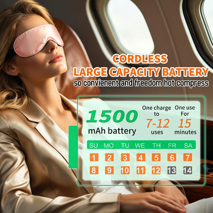 Cordless Heated Eye Mask for Dry Eyes, Precise Heating Fits Eyelids Well, FSA-HSA Eligible,Rechargeable Warm Eye Compress for MGD, Styes Relief,Slimmer Silk Sleep Eye Mask, Washable