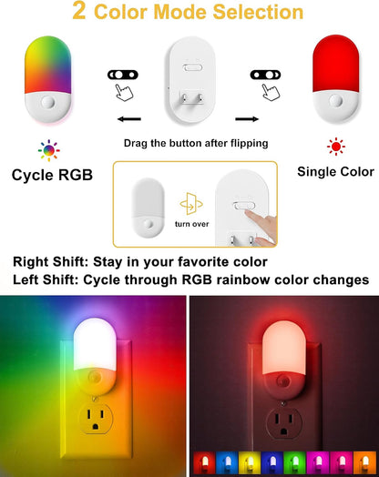 L LOHAS LED Amber Night Light, Night Lights Plug into Wall[2 Pack], 0.6W 2000K LED Night Light, Dusk to Dawn Sensor, 30/60LM Adjustable Brightness, Automatic Low Blue Nightlight for Kids, Bathroom