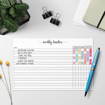 321Done Weekly Tracker Notepad, Sunday Start - 5.5x8.5 Habit Tracking Days of Week Notebook for Planning, Organizing, Schedule, 50 Pages - Made in USA