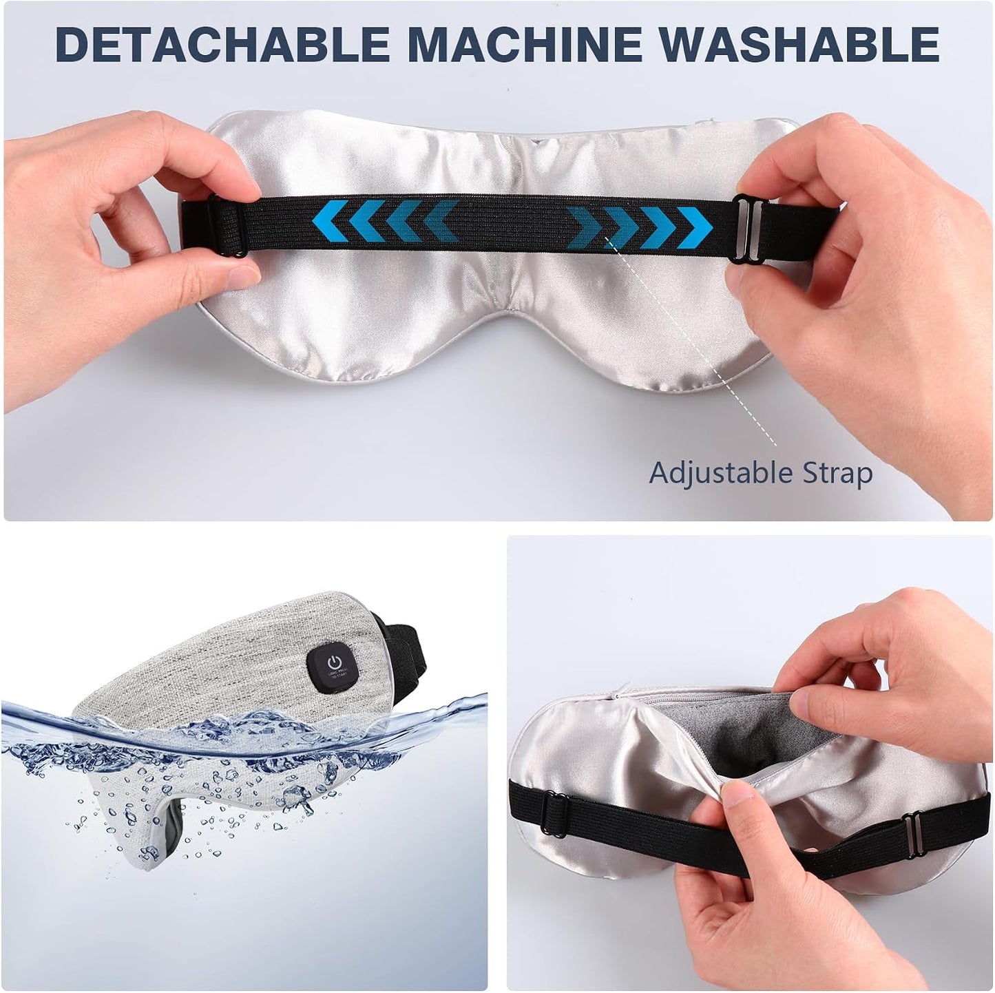 Heated Eye Mask Cordless, Warm Eye Compress for Dry Eyes Stye Blepharitis Chalazion MGD Eye Treatment, Heat Therapy to Unclog Gland, Soothe Tired and Sore Eyes (Gray)