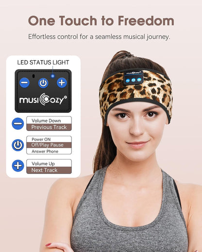 MUSICOZY Sleep Headphones Bluetooth 5.4 Headband, Sports Wireless Earphones Sweat Resistant Earbuds Sleeping Headphone with Ultra-Thin HD Stereo Speaker for Workout Running Cool Gadgets Unique Gifts
