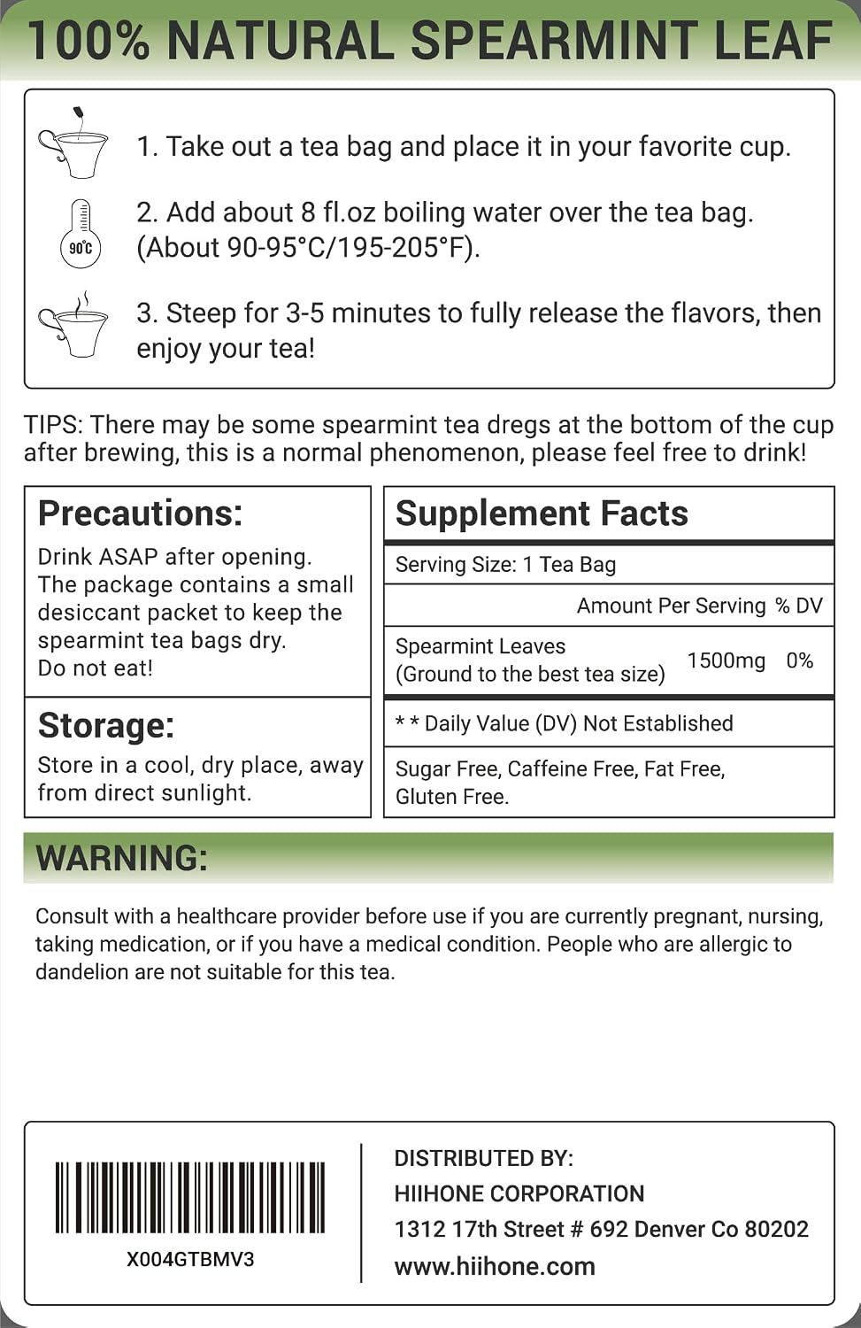 Lemon Balm Tea Bags, Pure & Natural Melissa Officinalis Herbal Tea, Premium Dried Lemon Balm Leaf with Naturally Lemony & Citrusy Flavor, Caffeine-Free, Non-GMO, 100 Count