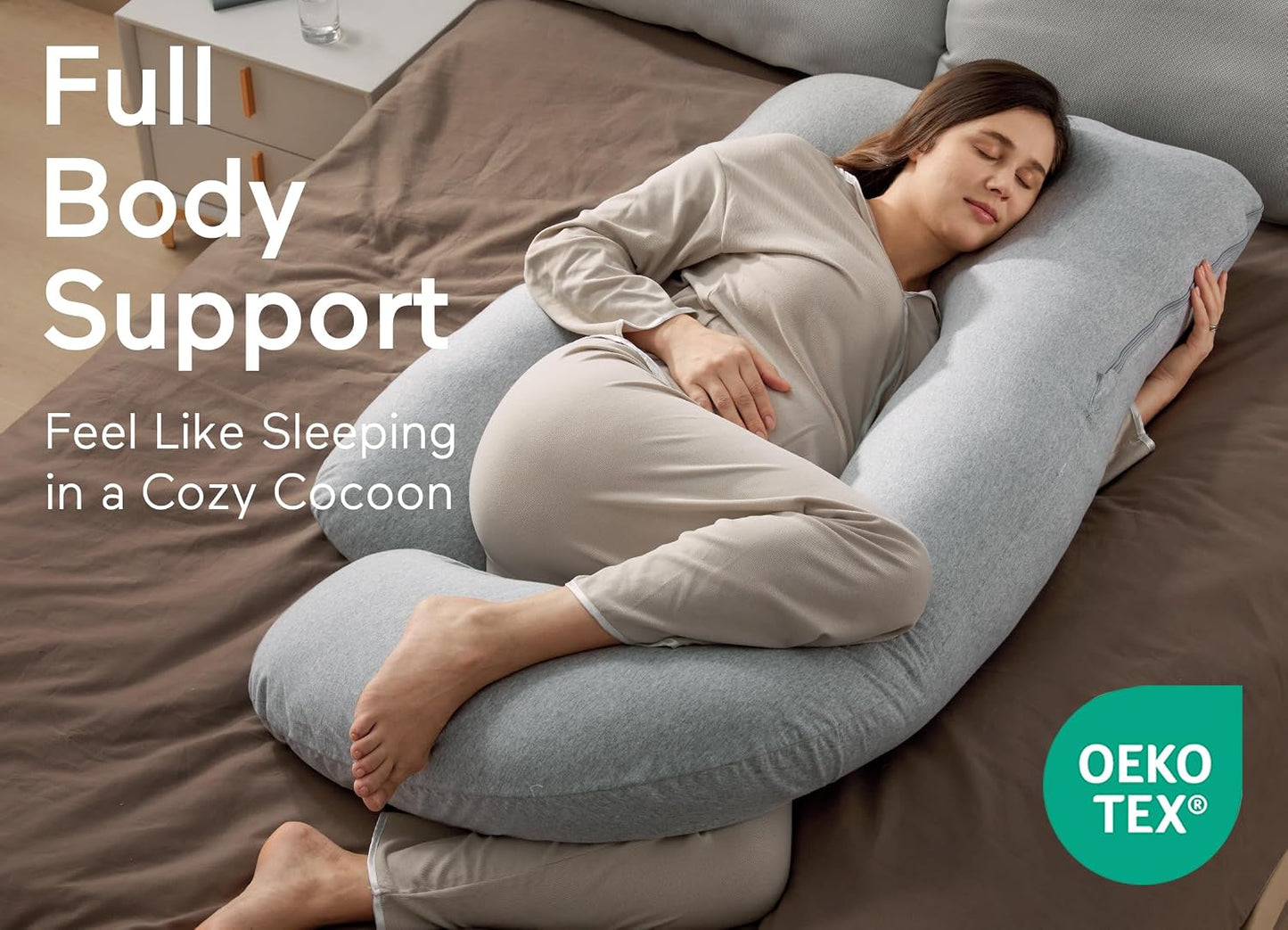 Momcozy Cooling Pregnancy Pillow - U Shaped Full Body Maternity Pillow