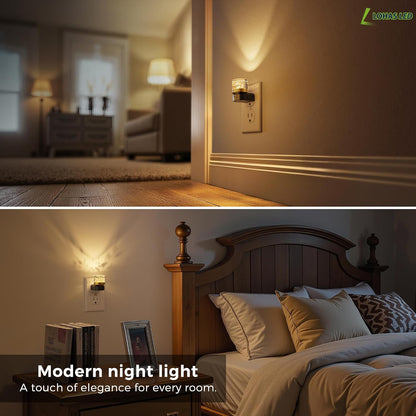 L LOHAS LED Night Light, Dimmable Night Lights Plug into Wall, Automatic Night Lights Plug in with Auto Light Sensor,Adjustable Brightness Amber LED Night Light, for Bedroom Hallway Home Decor