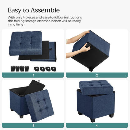 SONGMICS Storage Ottoman, Small Ottoman Foot Rest with Legs, 12.6 x 15.7 x 13.2 Inches Foot Stool, Load up to 660 lb, for Living Room, Bedroom, Dorm, Slate Gray ULSF012G01