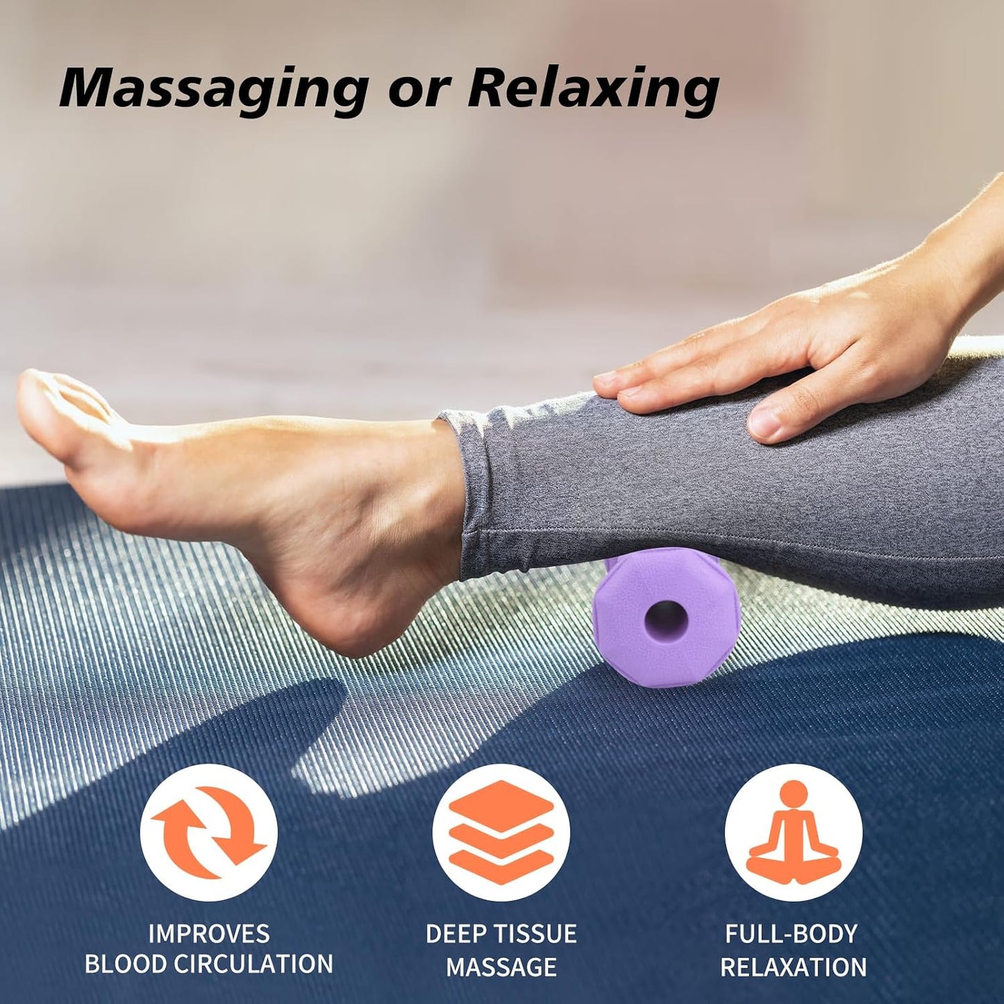Foot Massager Roller for Plantar Fasciitis, Portable Reflexology Tool | Deep tissue massage for feet, calf, arch and heel pain. for plantar fasciitis relief, home, office and travel use