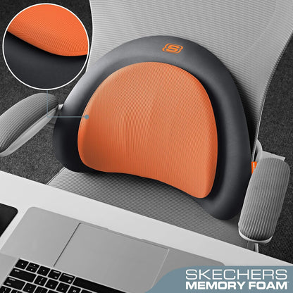 Skechers Lumbar Pillow Premium Memory Foam,Double-Layer-Office Chair Cushion for Tailbone Pain Relief,Butt Pillow for Office Chair,Car seat Cushion,Long Sitting Office Workers,and Car Drivers,Black