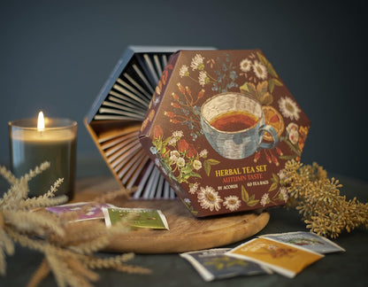 ACORUS Rituals Tea Set - Natural Fruit and Herbal Variety Pack, Tea Gift Set of 6 Different Teas, Sampler of 60 Bags Individually Wrapped