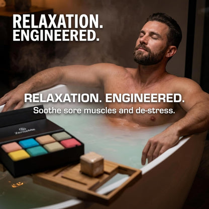 Bath Bombs for Men - Gift Set of 18 Square Shaped Handmade Natural Bath Bombs of 2.5 oz w/Essential Oils, Unique Manly Scents, for Boyfriend, Husband, Father - 18 Pack Square