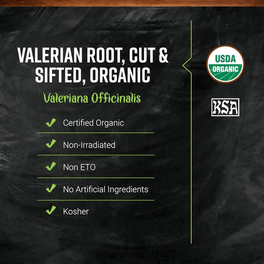 Frontier Co-op Organic Valerian Root, Cut and Sifted, Kosher Certified, 16 Oz, Bulk Bag - For Teas, Stews and Soups, and Skin Care