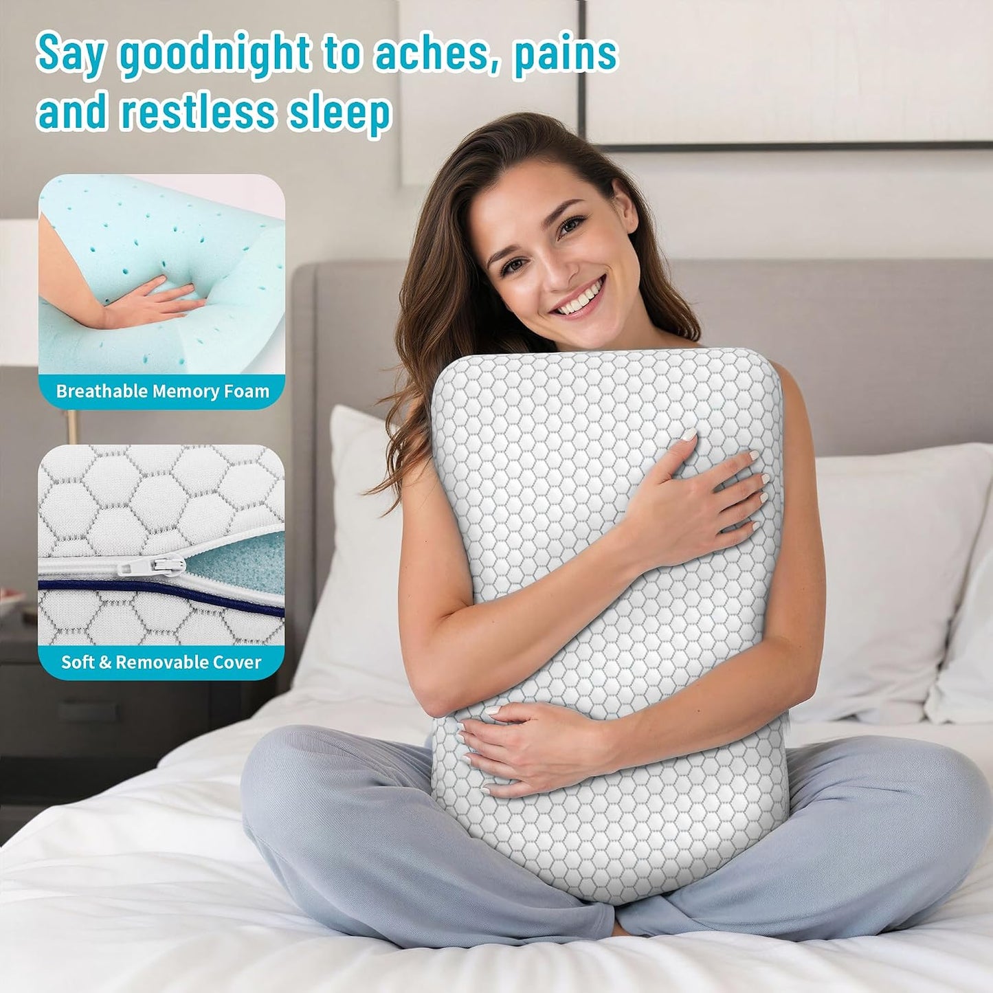 CushyOasis Memory Foam Pillows for Sleeping, Firm Bed Pillow, Standard Size