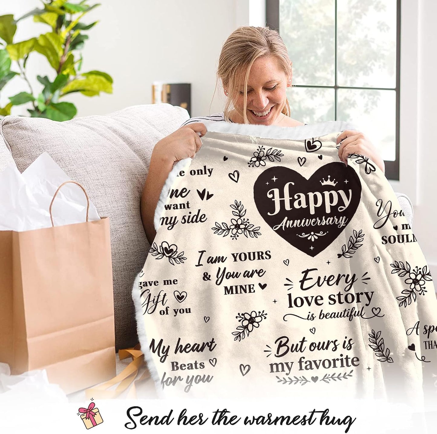 Vprintes Happy Anniversary Wearable Blanket - Gifts for Wife Her on Anniversary