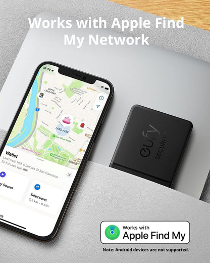 eufy Security SmartTrack Card E30 (Black, 1-Pack), Works with Apple Find My (iOS Only), Wallet Tracker, Phone Finder, Up to 3-Year Battery Life(Android Not Supported), Water Resistant