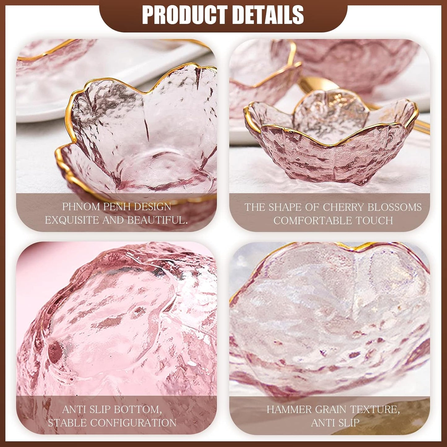 Incense Holder for Sticks and Backflow Incense, Handmade Glass Cherry Blossom Incenses Stick Holder with 9 Incenses Holes Incenses Burner Ash Catcher Ideal for Incense Burning, Home & SPA Decor
