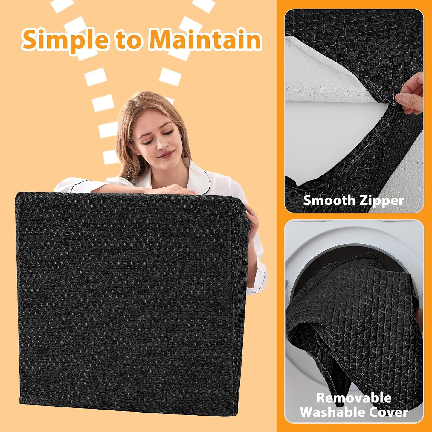 Ruqmuis Wedge Pillow for Acid Reflux, Bed Wedge Pillow for Headboard 10", Pillow Wedge for Back Pain Relief, Post Surgery, Elevated Pillows for Sleeping, Snoring, Triangle Pillow with Cover, White