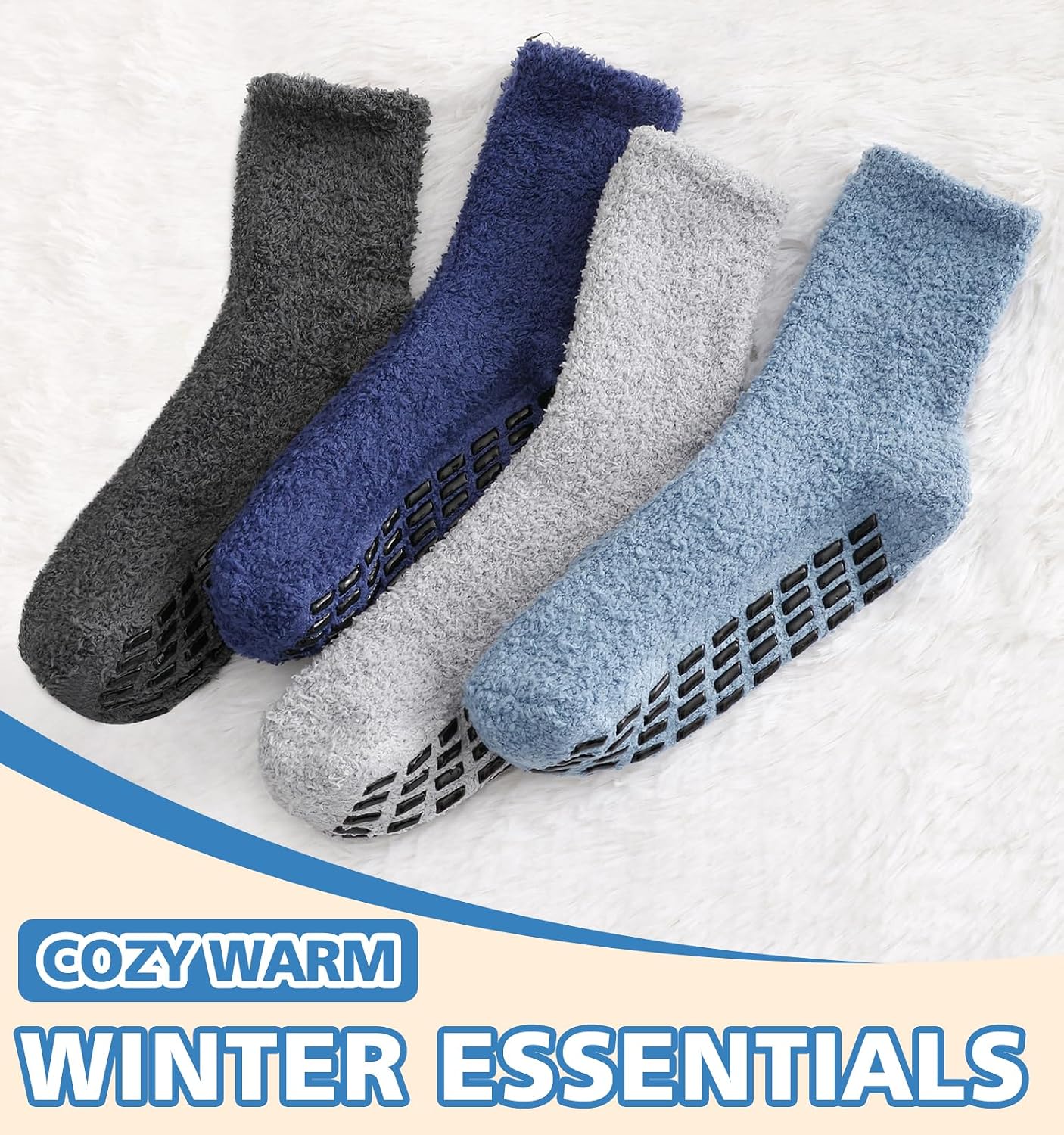Slipper Socks for Women Men Grip Hospital Socks with Grips Fuzzy Non Slip Warm Womens Gifts