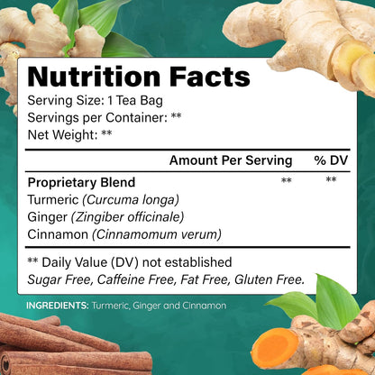 Lavitali, Ginger Turmeric Cinnamon Tea | 120 bags, 100% Pure Herbal Tea | Caffeine-Free, No Sugar, Eco-Friendly Filter Bag | Daily Natural Botanical, Hot or Iced Herbal Infusion