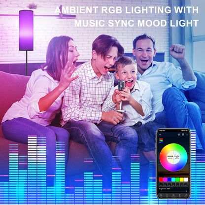 FRIDEKO HOME Floor Lamp, 9W 800LM Color Changing Smart Bulb, Beige Shade