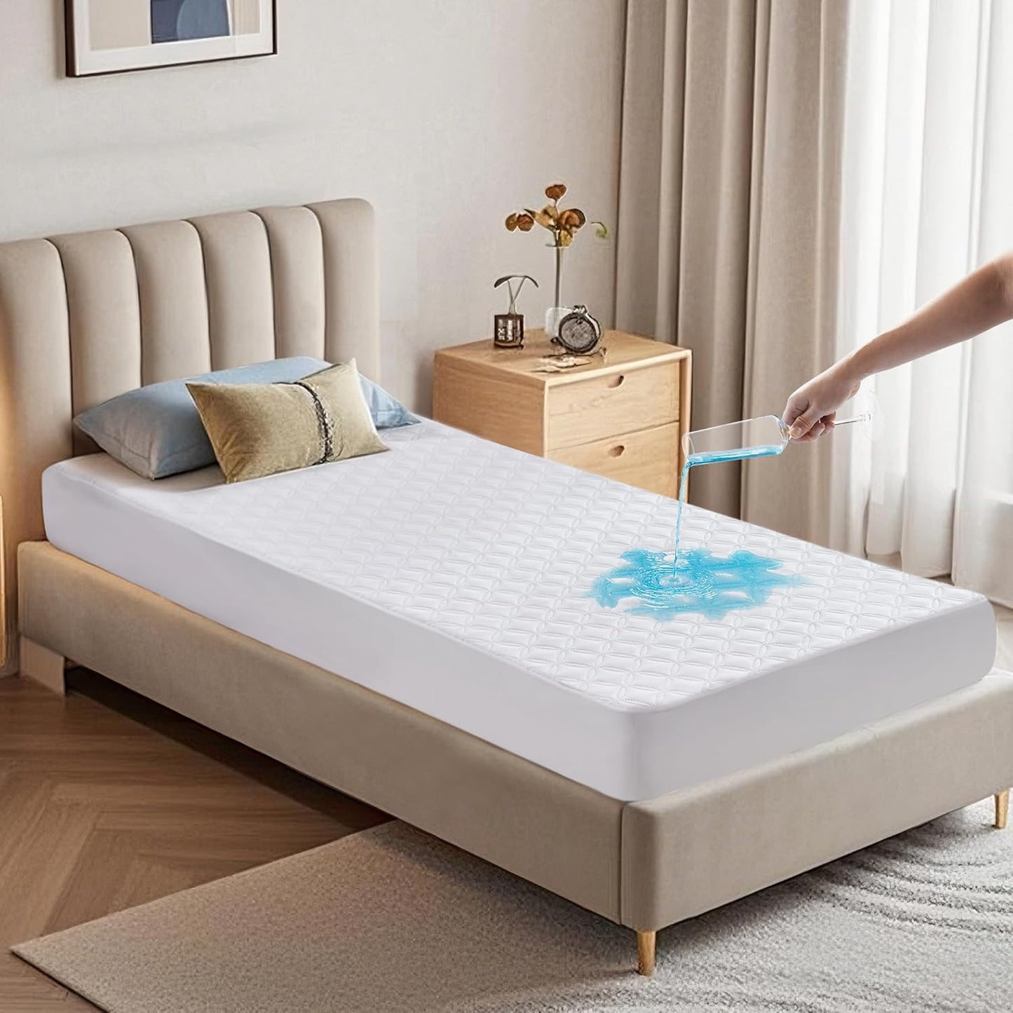 BEDLORE Waterproof Mattress Protector, Noiseless King Size Mattress Pad with Deep Pocket Fitted Up to 6-18 inches, Soft Breathable Dirt-Proof Bed Mattress Cover Washable for Bedroom, Hotel (Gray)