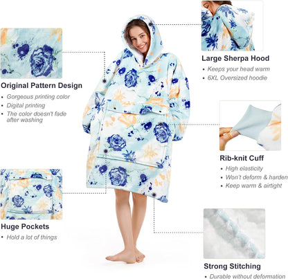 Narecte Cozy Oversized Hoodie Blanket Wearable Blanket for Adults
